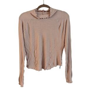 FREE PEOPLE Make It Easy Thermal Top Ballet Pink Color Size Large Long Sleeve